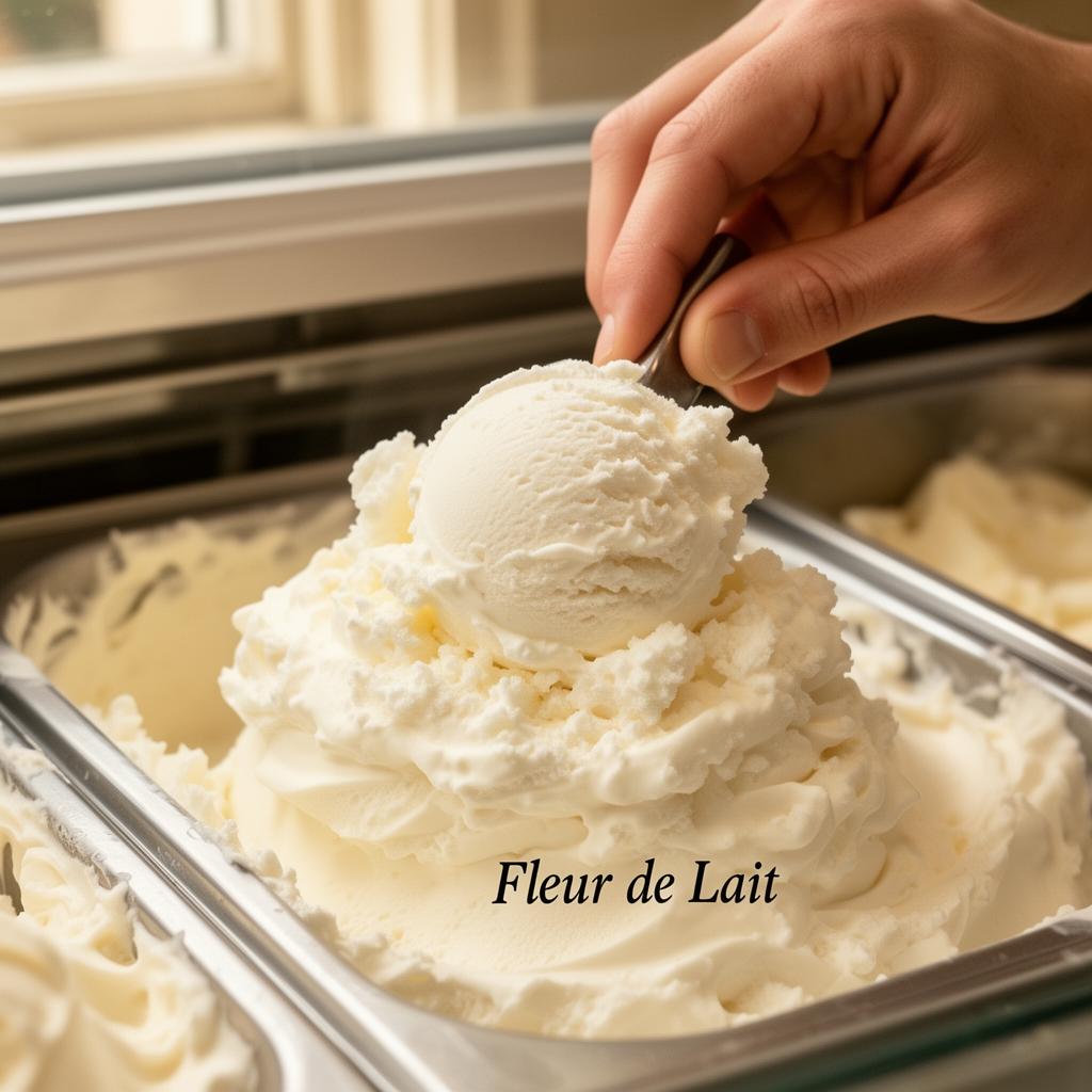 Boule de glace Fleur de Lait, texture nuageuse